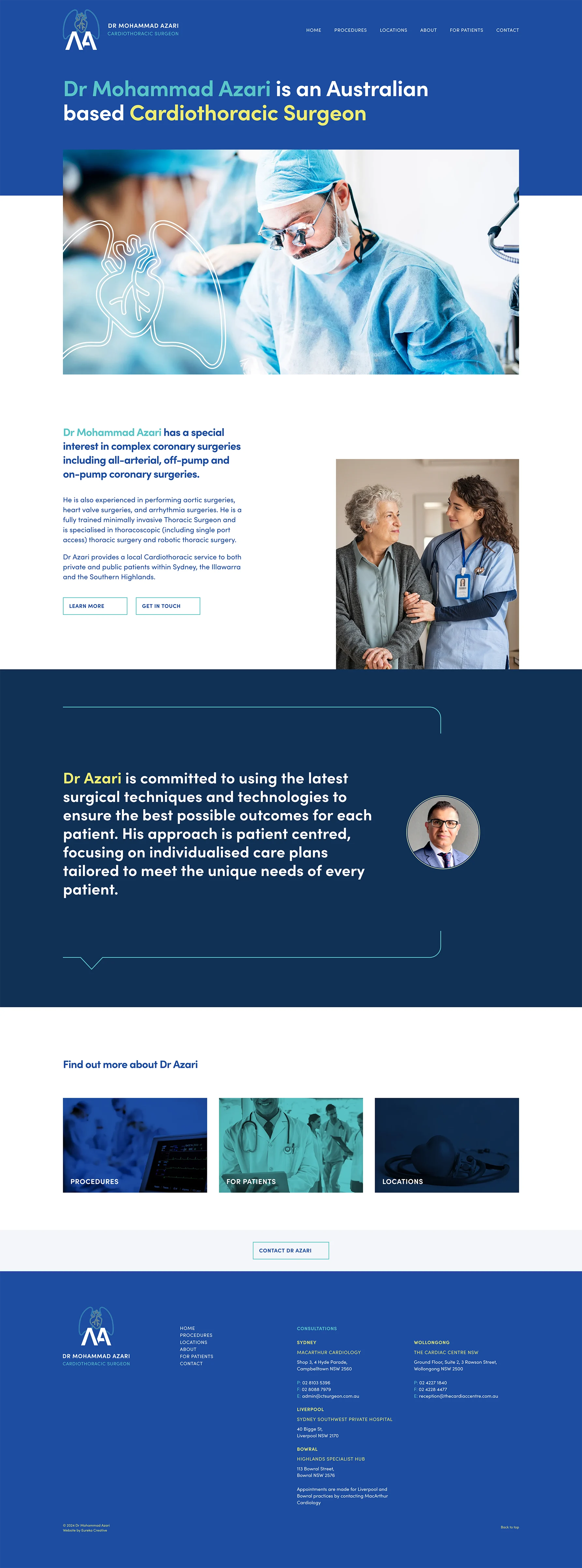 Cardiothoracic Surgeon website design by Eureka Creative