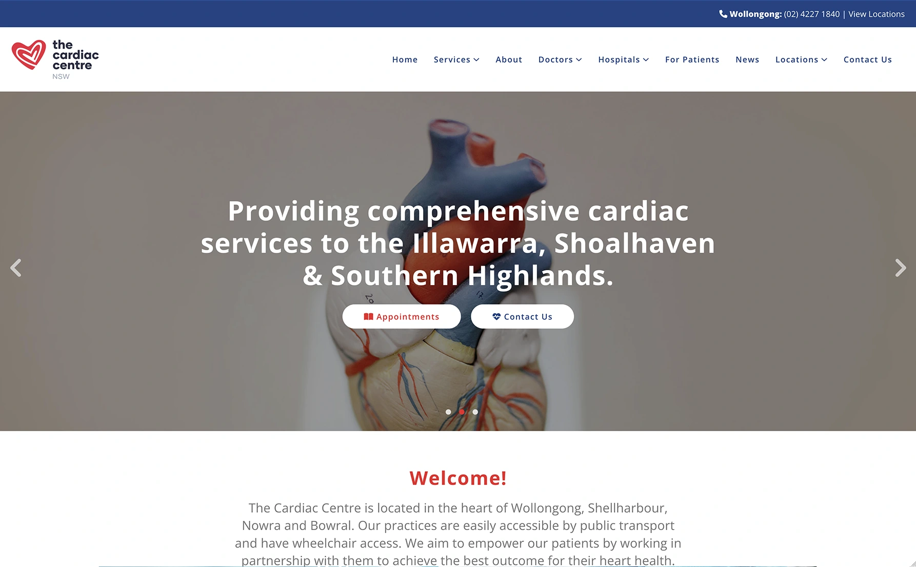 The Cardiac Centre NSW website design by Eureka Creative