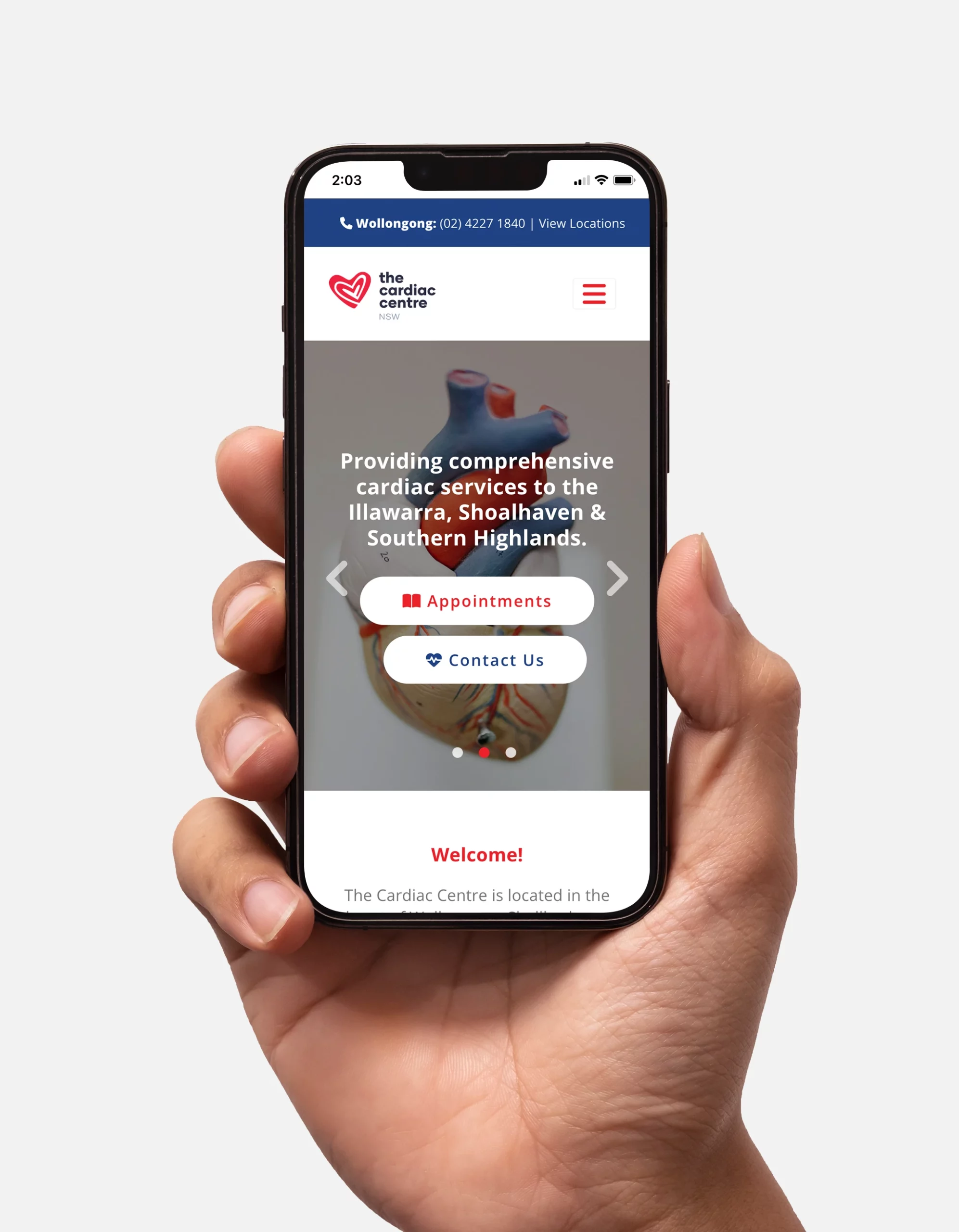 The Cardiac Centre NSW website design by Eureka Creative