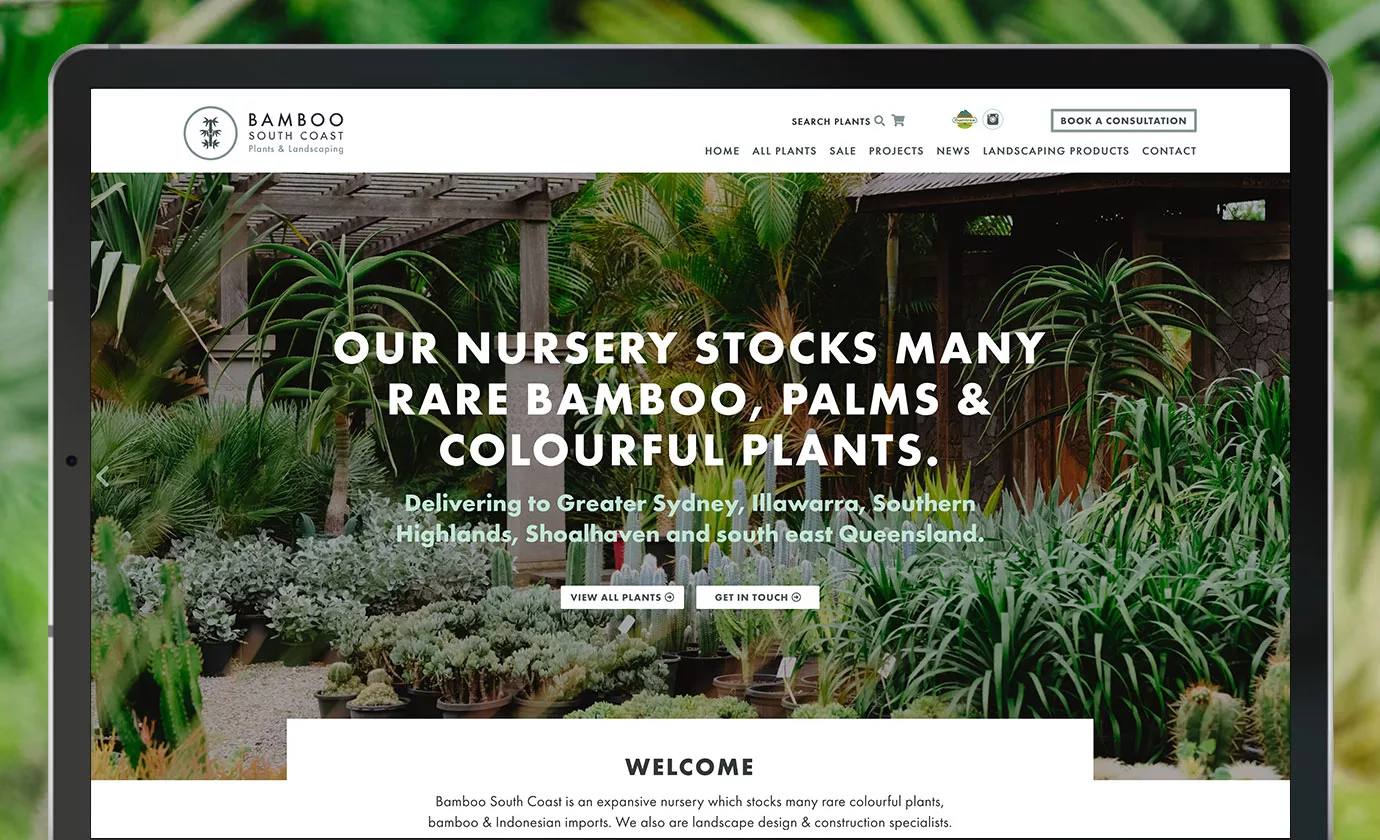 Bamboo South Coast eCommerce website design. Eureka Creative Kiama.