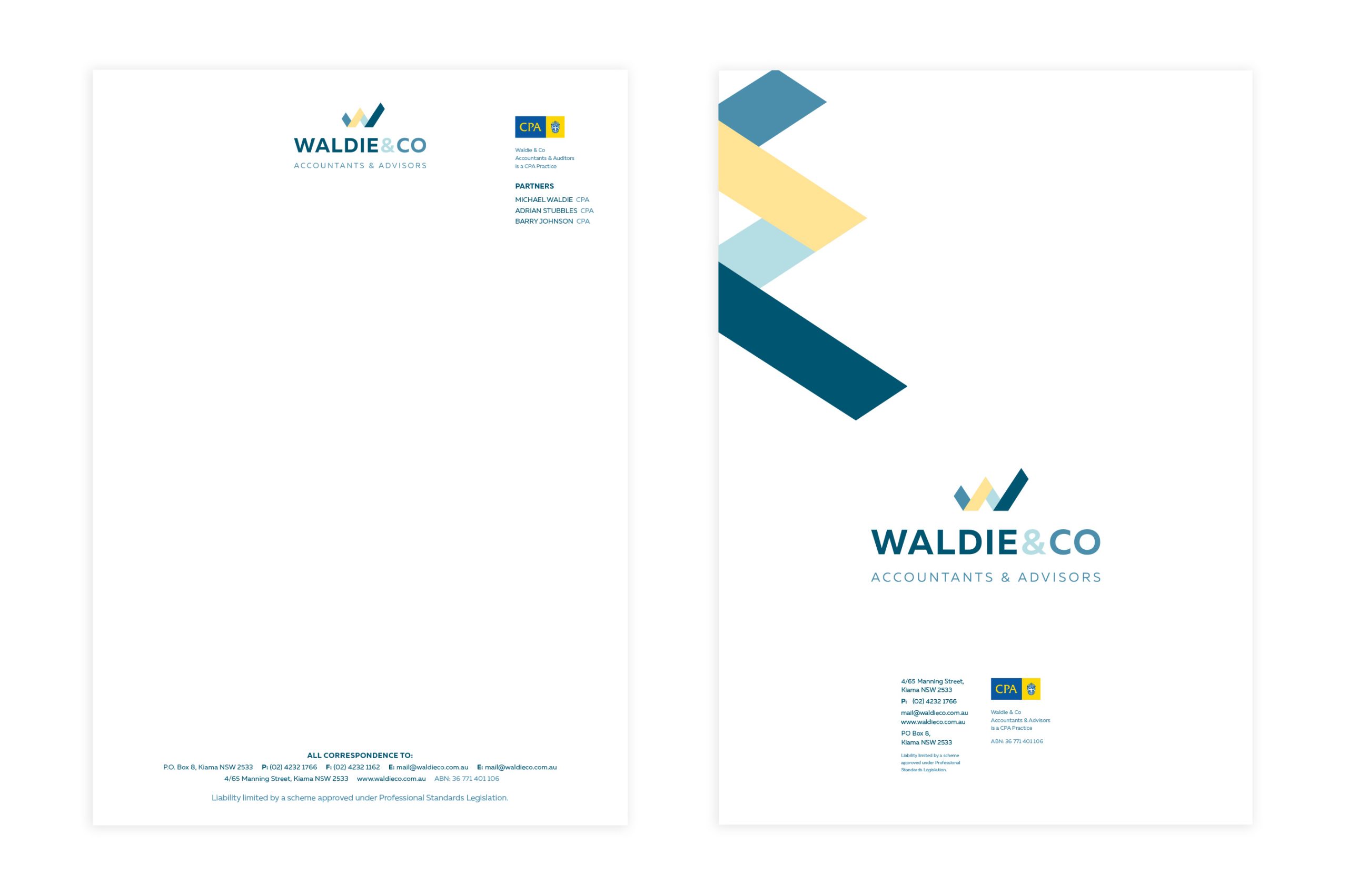 Waldie & Co brand collateral design Kiama